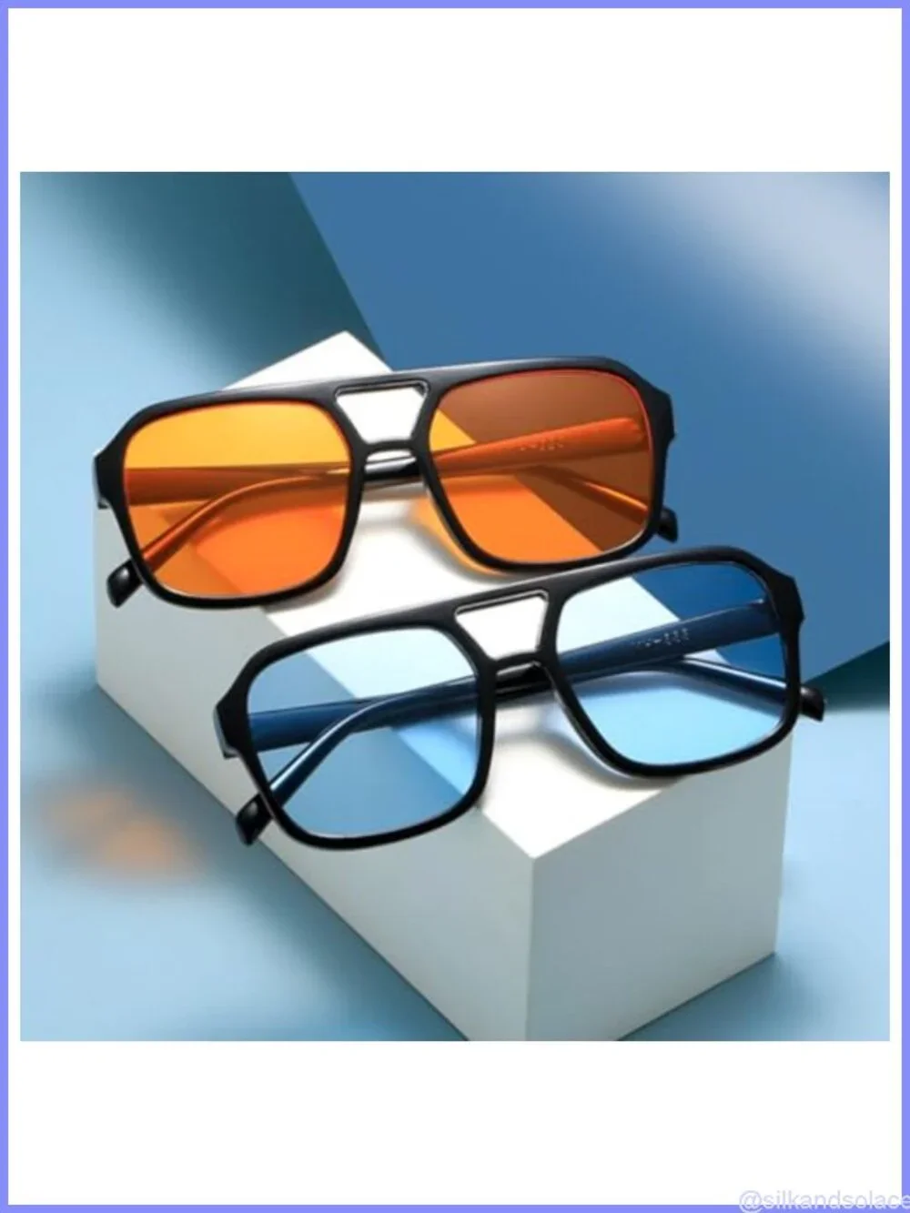 Retro 70s Square Aviator Sunglasses UV400 Flat Frame Unisex